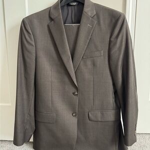 Jos. A. Bank Tailored Fit Traveler’s Collection Dark Brown and Gray Suit